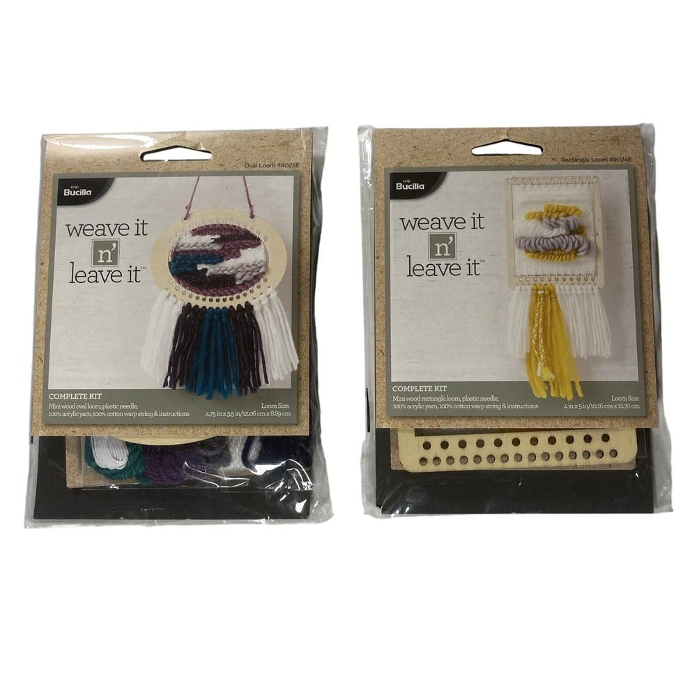 Bucilla Weave It N' Leave It 2 Complete Kits 1 Oval 1 Rectangle 3.25" to 5"  New